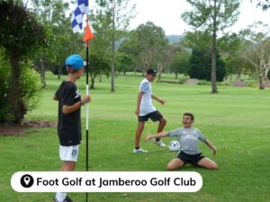 three boys playing golf at jamberoo golf club